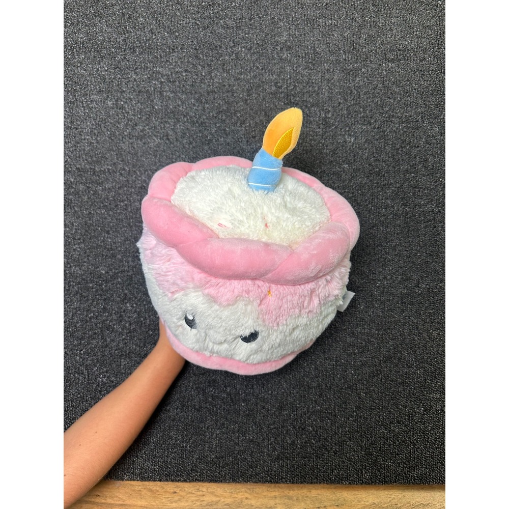 Squishable Mini Birthday Cake Plush Pink White Sprinkles 10 Inch Candle Toy